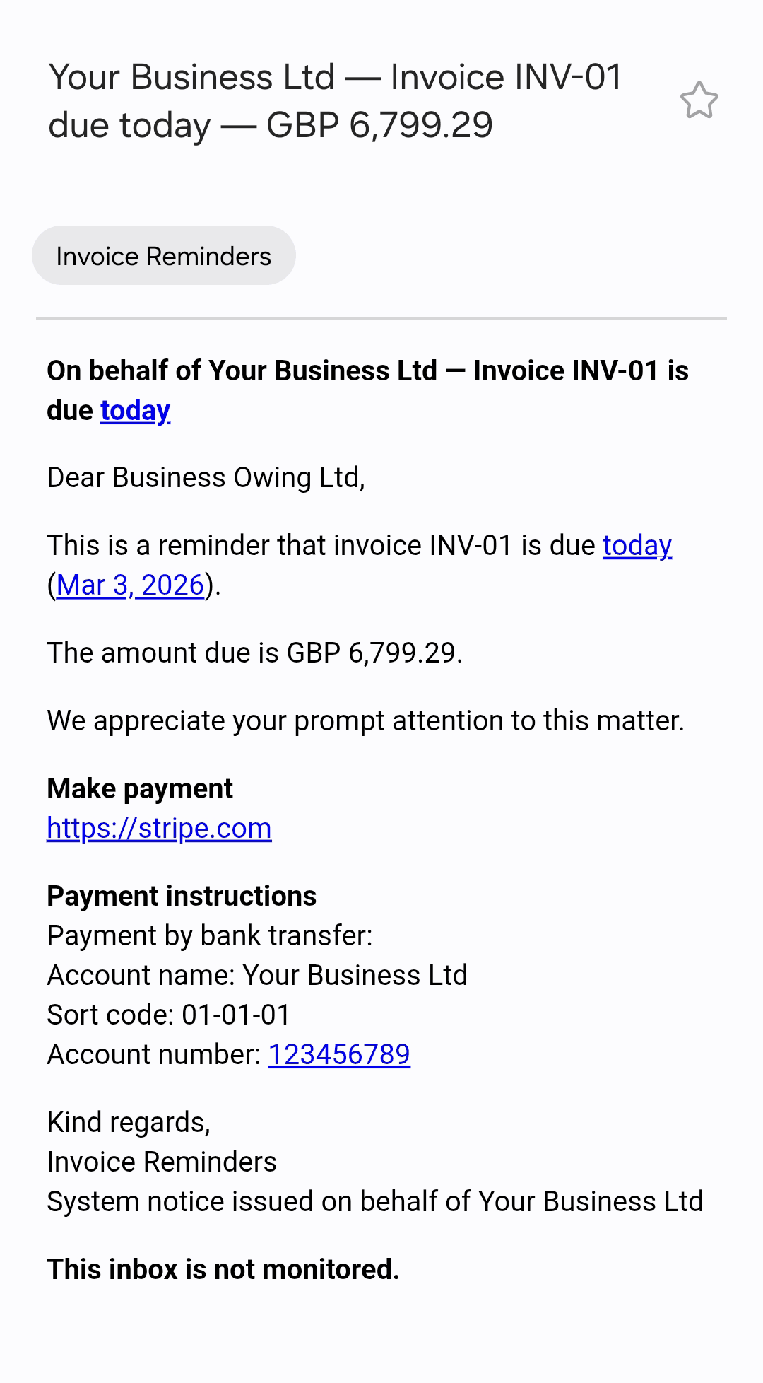 Due today reminder email example