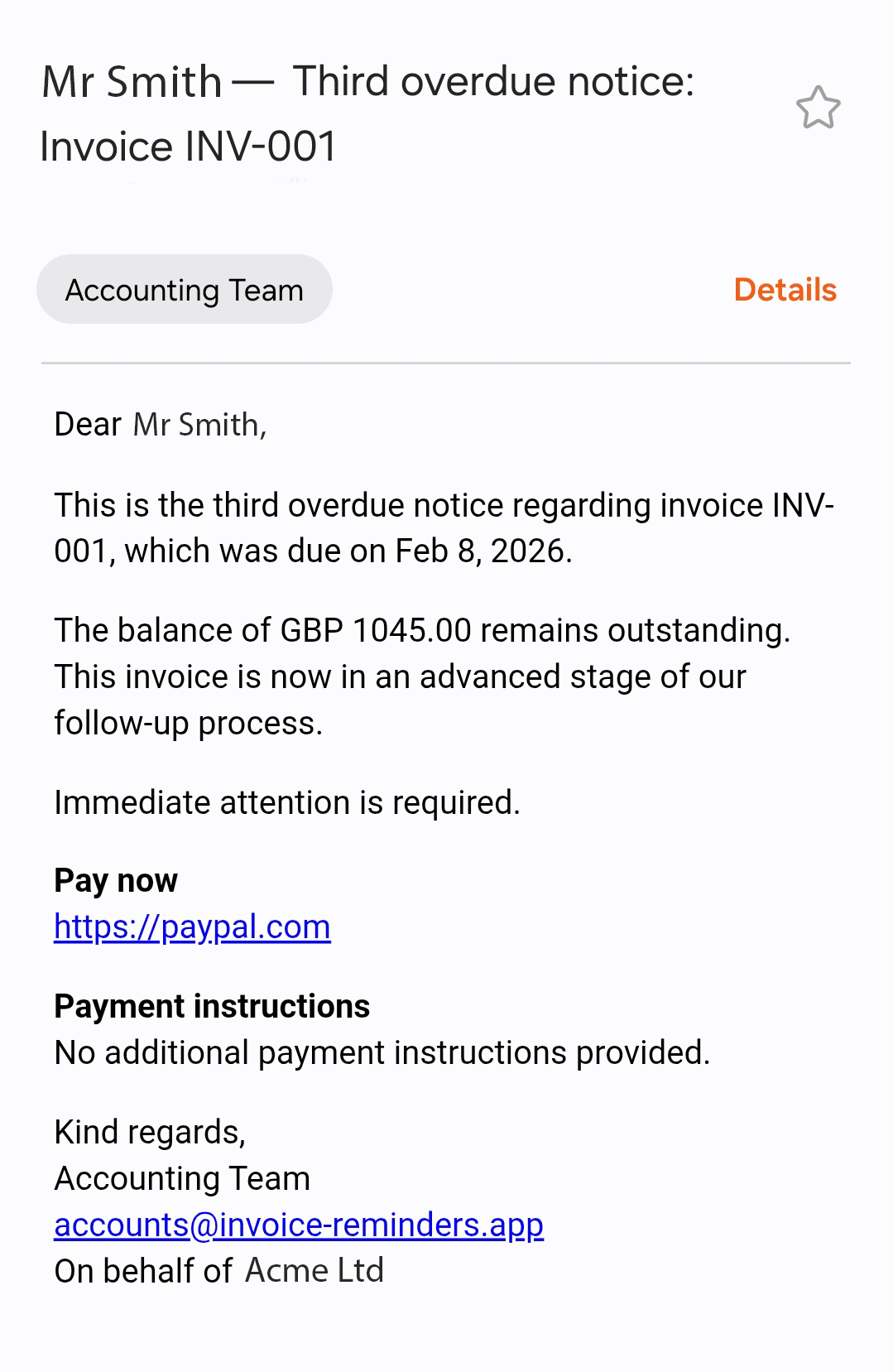 Third overdue notice email example